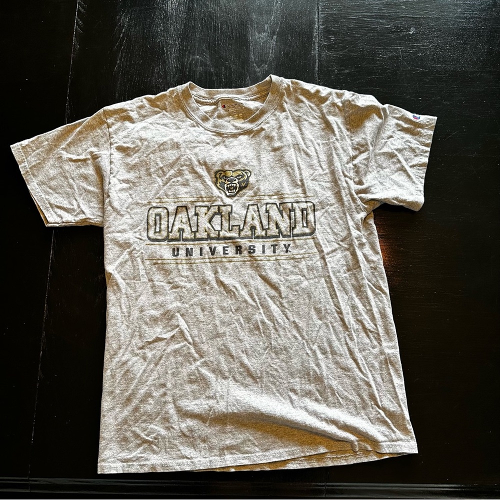 Champion Medium Gray Tee Oakland University Tee T-SHIRT